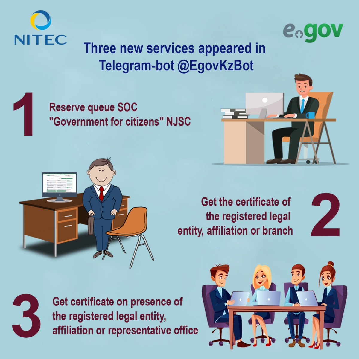 Reserve a queue to “Government for Citizens” Public Corporation (Citizen  Service Centers) through @EgovKzBot | Electronic government of the Republic  of Kazakhstan