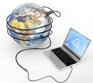  globe and laptop